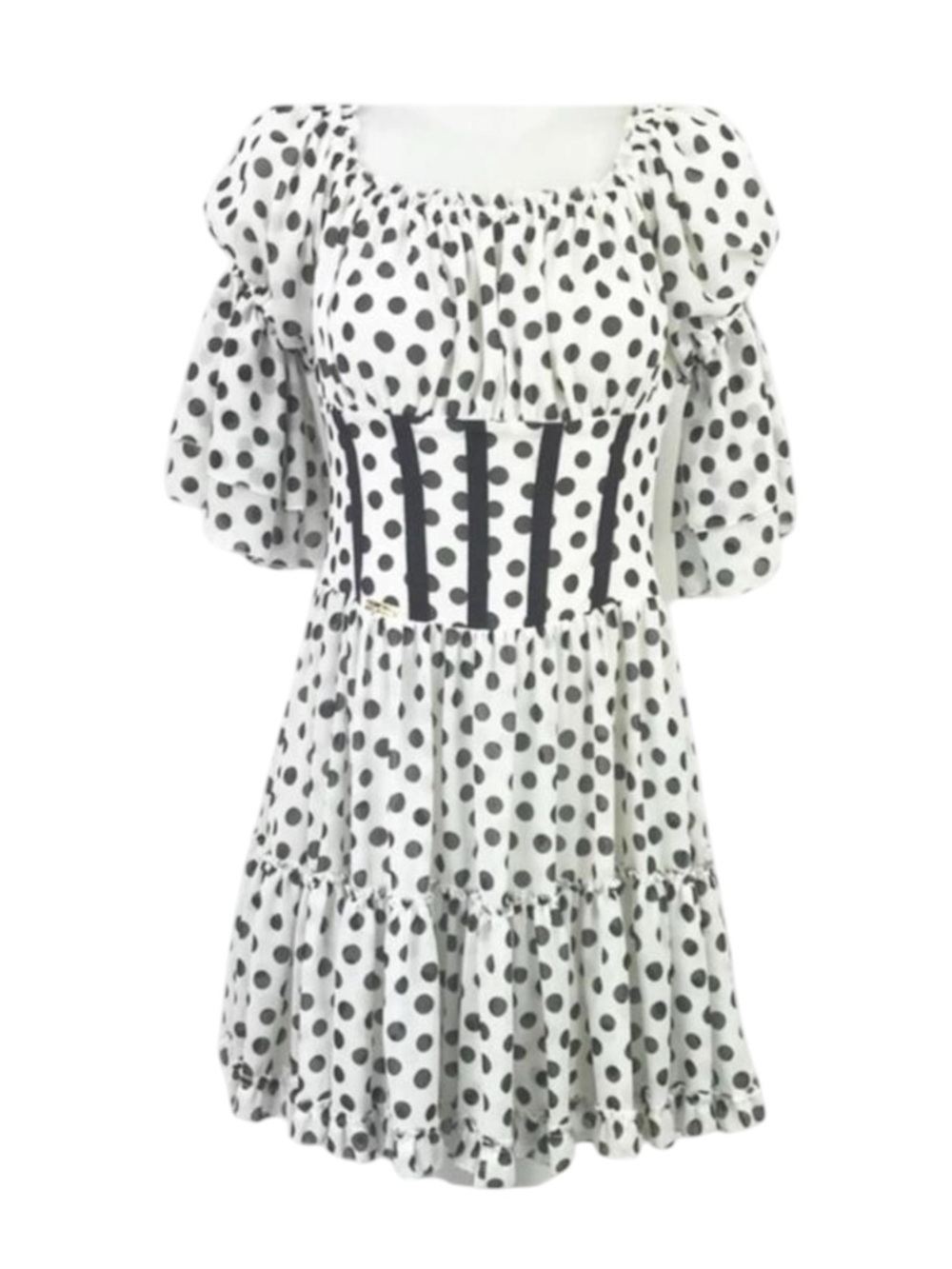 new Babylon Les Femmes ☻ Burlesque Corset Cocktail Dress ☻︎ Black Polka Dots ☻︎ - Picture 9 of 16